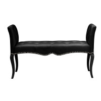 Baxton Studio BBT5197-Bench-Black Kristy Modern and Contemporary Black Faux Leather Classic Seating Bench